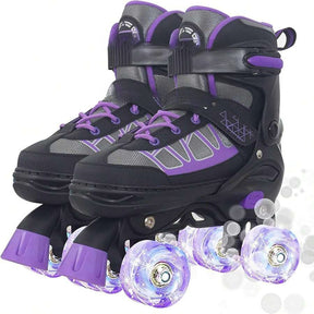 Roller Skates For Kids Boys Girls, Adjustable Quad Skates With Light Up Wheels For Toddler Little Kids Ages 6-12, Beginners Outdoor Sports