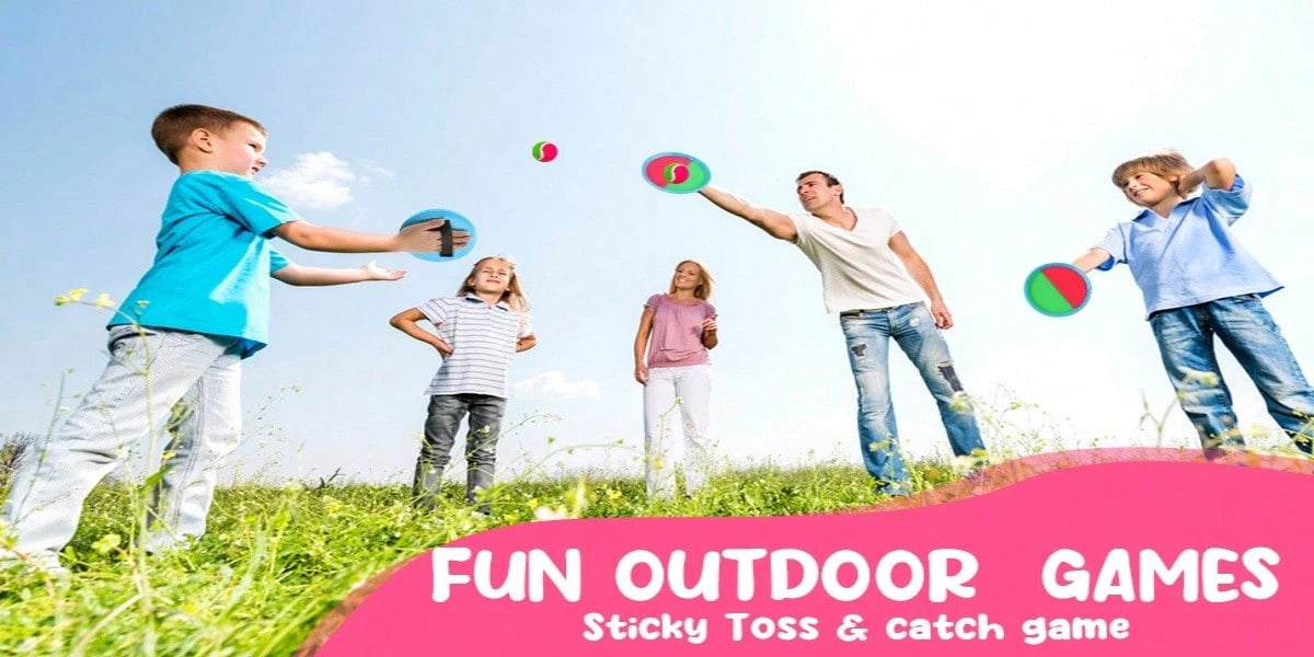 Sticky Ball Toys - Outdoor Play, Beach Toys, Throw And Ball Sets With 2 Paddles And 1Ball, Beach Play Set Playground Set For Backyard, Sea And Beach Accessories, AsHalloween, Easter, Christmas Gift