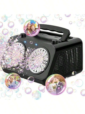 Automatic Bubble Blower Machine - High Capacity Electric Bubble Maker With 2 Fans, 20,000+ Bubbles Per Minute, For Kids & Adults, Dual Power (Battery & Plug-In), Ideal For Parties & Outdoor Play