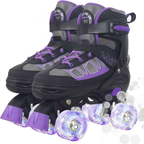 Roller Skates For Kids Boys Girls, Adjustable Quad Skates With Light Up Wheels For Toddler Little Kids Ages 6-12, Beginners Outdoor Sports