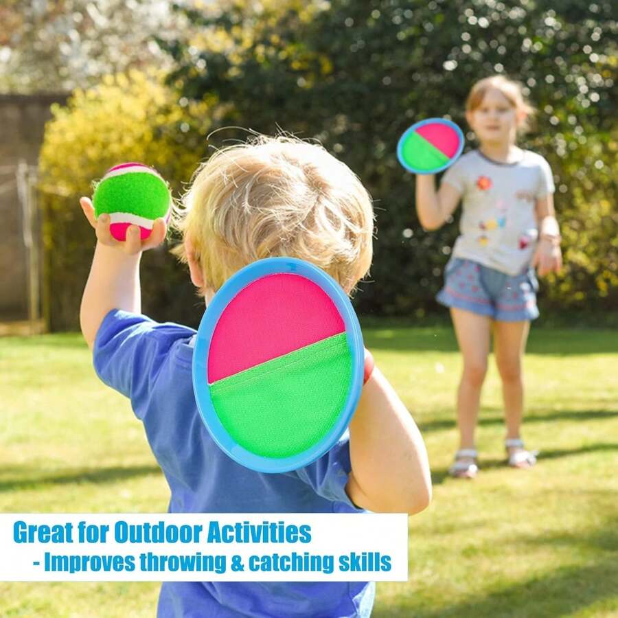 Sticky Ball Toys - Outdoor Play, Beach Toys, Throw And Ball Sets With 2 Paddles And 1Ball, Beach Play Set Playground Set For Backyard, Sea And Beach Accessories, AsHalloween, Easter, Christmas Gift