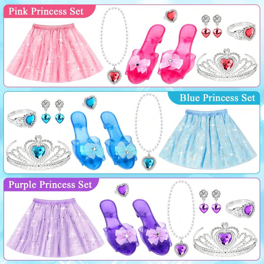 28 PCS Toys For Girls, Princess Dresses For Girls, Unicorns Gifts For Girls, Princess Dress Up Clothes For Little Girls, Skirts, Princess Shoes, Crowns, Jewery, 3+ Year Old Girls Birthday