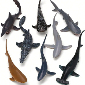 8 Pack Shark Toys With Educational Booklet, Soft Plastic Realistic Shark Figure Set For Kid, Ocean Sea Animal Party Favor, Pool Bath Tub Toy For Toddler Child Boy Girl, Birthday Gift Room Decoration
