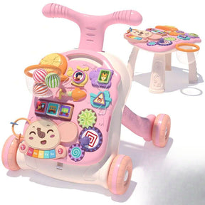 3 In 1 Baby Walker And Activity Center For Baby Girl,Toddler, Learning To Walk, Sit To Stand, Early Learning Push Toys For Infant 6-12 Months Pink