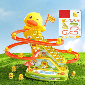 Small Duck Climbing Stairs Duck Roller Kids Toys, Electric Automatic Track Slide Stairs Coaster Toys With 6 Duck For Kids, Indoor Toy With Led Flashing Lights Small Duck Slide Toy For 3-8 Kids Birthday Gifts Boys Girls