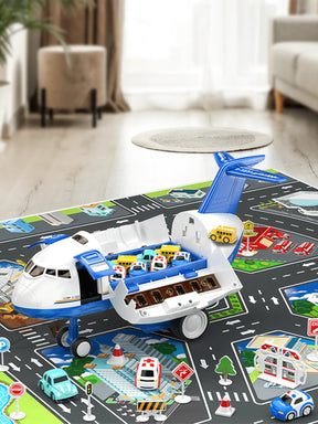 Kid's Airplane Car Toys With Music & Lighting,Two Gameplays: Aircraft Model & Track Racing Car,Science Education Toy,Christmas Birthday Gift For Kid Aged 4 5 6 7