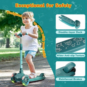 3-10 Year Old Kids Kick Scooter With Brake - Adjustable Height Handlebar, Lightweight Aluminum Frame, Wide Non-Slip Deck