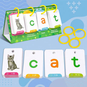 Word Flip Charts Double-Sided Desktop Chart Card Set - Interactive Spelling Game, Word Building Cards, Educational Spelling Toy, Literacy Learning Card, Classroom Educational Toys For Kids