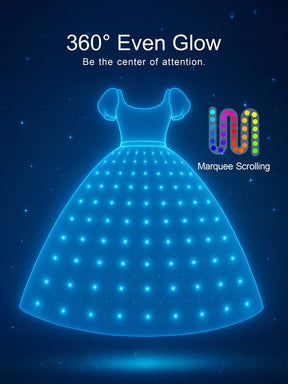 Halloween Costumes For Girls, Light Up Princess Dress With Blue Cape, Kids Party Dress, Syncs With Music, App Remote Control, With Crown, Wand, Wig, Gloves, Necklace For Halloween Cosplay Costume (Battery Not Included)