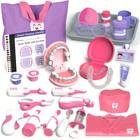 Doctor Kit For Kids, Dentist Playset, Pretend Doctor Kit Dentist Medical Kit With Electronic Stethoscope Toys For 2 3 4 5 6 Year Old Kids - Pink