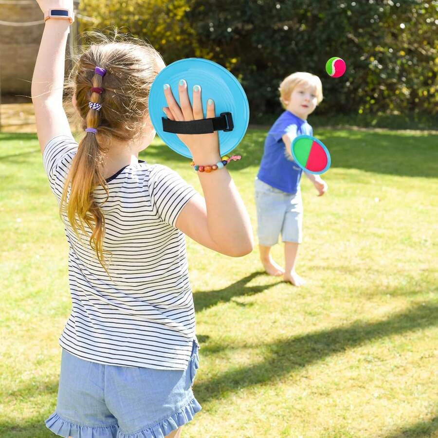 Sticky Ball Toys - Outdoor Play, Beach Toys, Throw And Ball Sets With 2 Paddles And 1Ball, Beach Play Set Playground Set For Backyard, Sea And Beach Accessories, AsHalloween, Easter, Christmas Gift