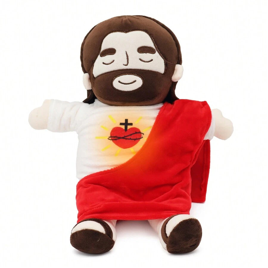 1pc Christmas Jesus Plush Doll Stuffed Kids  Singing ,Breathing, Belly Glow Savior Plush Toys Party Favors For Boys And Grils Companion Toys