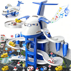 Kid's Airplane Car Toys With Music & Lighting,Two Gameplays: Aircraft Model & Track Racing Car,Science Education Toy,Christmas Birthday Gift For Kid Aged 4 5 6 7