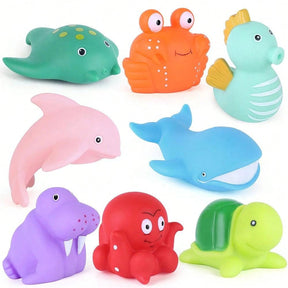 Bath Toy, Mold Free Bathtub Toys for Infants Toddlers, 8PCS No Holes Ocean Sea Animal Baby Bath Toys, Soft Bath Tub Toys