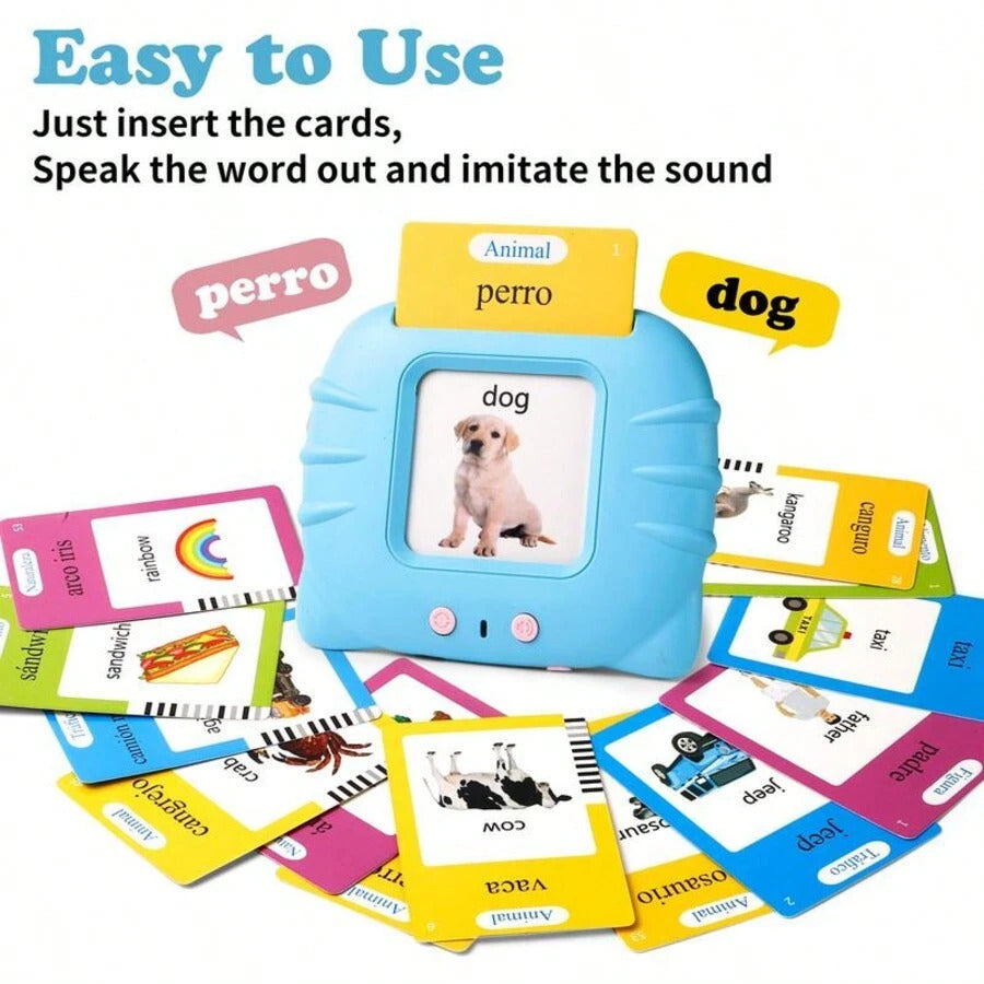 Spanish & English Talking Flash Cards For Boys And Girls Bilingual Spanish English, Learning Cards Sensory Sight Words Toys,Speech Training Toys, Educational Montessori Learning Interactive