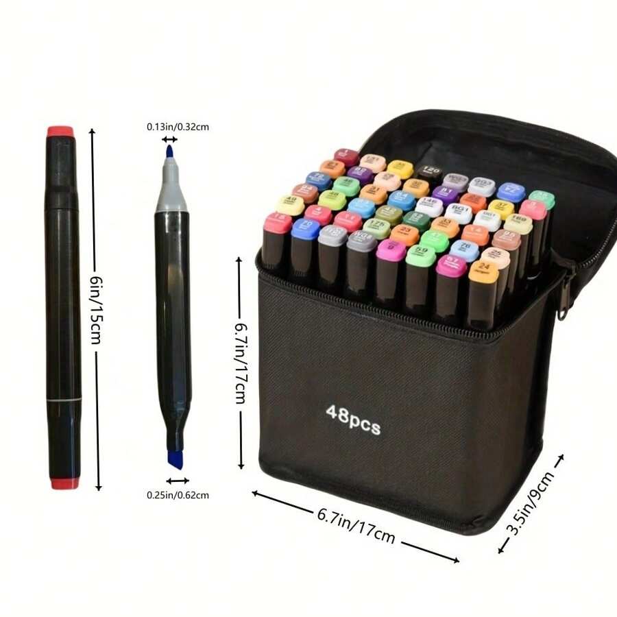 48/60/80/120/168/262pcs Dual-Tip Marker Set, Oil-Based Marker Set In Large Sizes, Painting Graffiti Ink Pen Pigment Pen Set