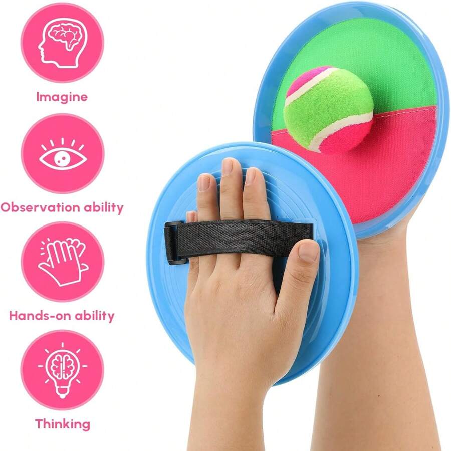 Sticky Ball Toys - Outdoor Play, Beach Toys, Throw And Ball Sets With 2 Paddles And 1Ball, Beach Play Set Playground Set For Backyard, Sea And Beach Accessories, AsHalloween, Easter, Christmas Gift