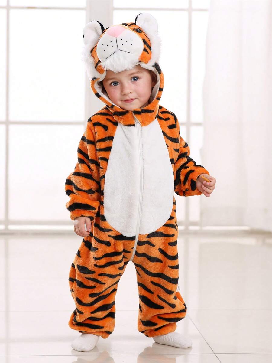 Tiger Costume For Kids & Toddlers, Animal Fancy Dress Costume Outfit Hooded Romper Jumpsuit