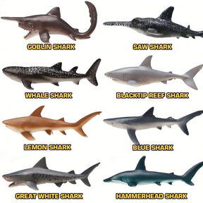 8 Pack Shark Toys With Educational Booklet, Soft Plastic Realistic Shark Figure Set For Kid, Ocean Sea Animal Party Favor, Pool Bath Tub Toy For Toddler Child Boy Girl, Birthday Gift Room Decoration