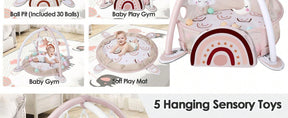 4-In-1 Baby Play Mat Baby Gym,Mat For Floor Activity Gym Ball Pit Including 30 Balls With 5 Infant Learning Sensory Baby Toys For Newborn Toddler Boy & Girl Halloween Gifts