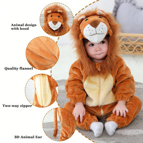 Lion Costume For Toddlers, Kids Animal Inspired Jumpsuit, Dress Up Playwear Outfit For Boys & Girls, Children's Cosplay Clothes
