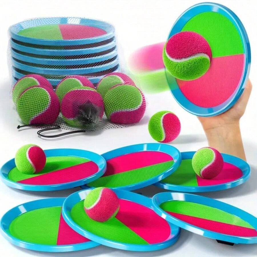 Sticky Ball Toys - Outdoor Play, Beach Toys, Throw And Ball Sets With 2 Paddles And 1Ball, Beach Play Set Playground Set For Backyard, Sea And Beach Accessories, AsHalloween, Easter, Christmas Gift