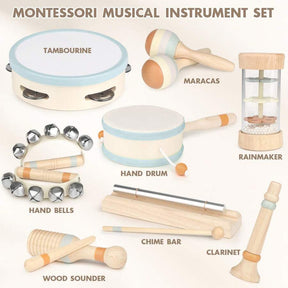 Wooden Musical Toys - 1st Birthday Easter Gifts For Boys And Girls - Montessori Sensory Toy For Babies 18 Months+ With Drum/Tambourine/Sand Balls
