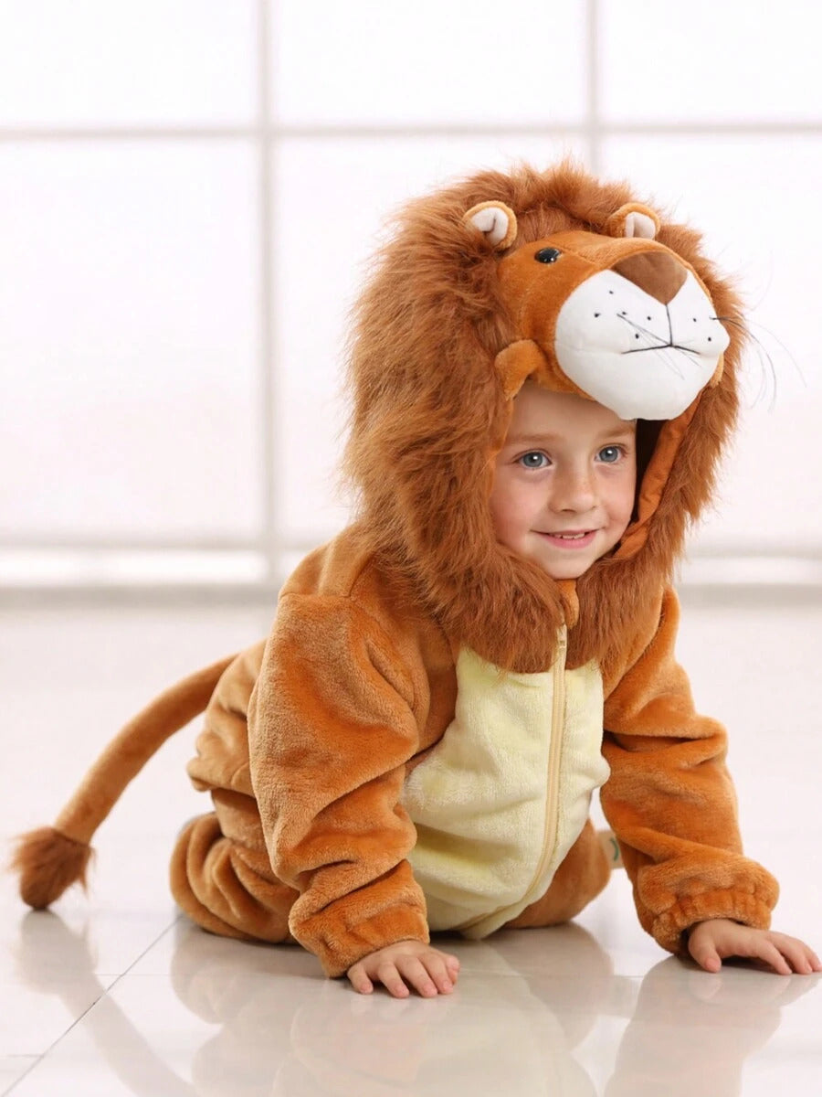 Lion Costume For Toddlers, Kids Animal Inspired Jumpsuit, Dress Up Playwear Outfit For Boys & Girls, Children's Cosplay Clothes