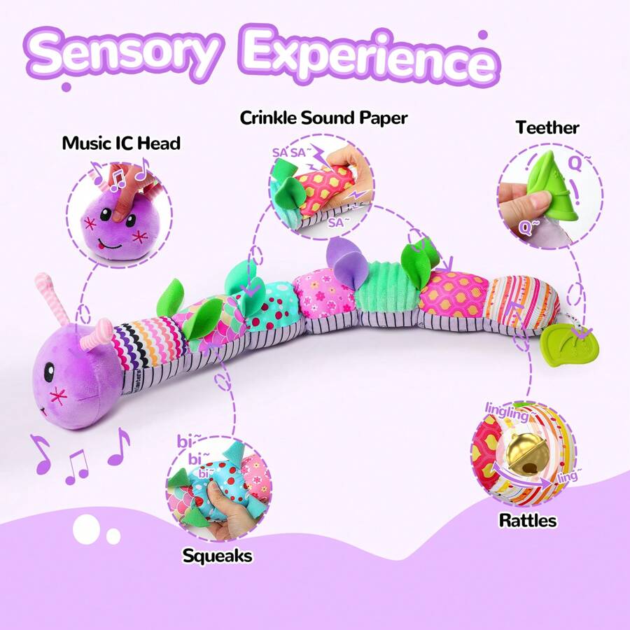 Newborn Baby Girl Gift Toys For 0 3 6 12 Months,Infant Tummy Time Toys,Musical Stuffed Animal With Multi-Sensory Crinkle, Rattle And Textures,Baby Boy Girl Halloween Gifts, Baby Stuff