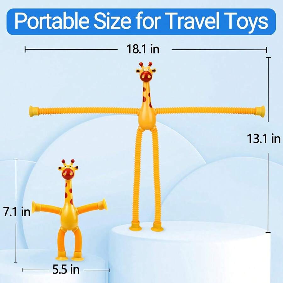 4 Pcs Telescopic Suction Cup Giraffe Toy, Funny Pop Tubes Sensory Toy For Toddlers, Educational Fidget Toys For Anxiety Kids For 3 4 5 6 7 8 9 Year Old Boys Girls