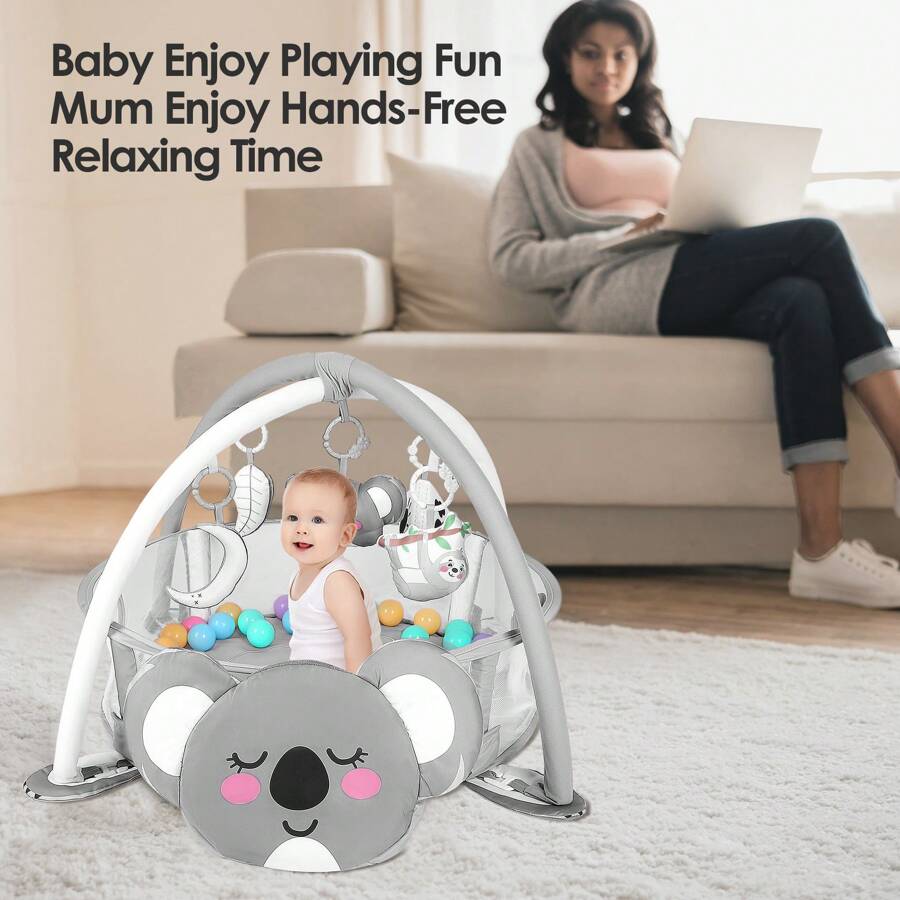 4-In-1 Baby Play Mat Baby Gym,Mat For Floor Activity Gym Ball Pit Including 30 Balls With 5 Infant Learning Sensory Baby Toys For Newborn Toddler To Develop Motor Cognition Boy & Girl Spring Halloween Gifts