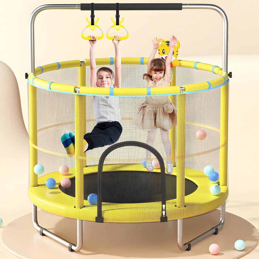 2025 Upgraded Kids Trampoline With Safety Enclosure,Indoor Outdoor Toddler Trampoline,55-Inch Kids Trampoline With Safety Net - Indoor And Outdoor Toddler Trampoline For Children Aged 3-8, With A Gap-Free Safety Design And Reinforced Jumping