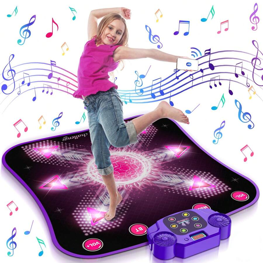 Dance Mat Toys For Girls,Pink Dance Pad With Light-Up 6-Button,5 Game Modes,Christmas & Birthday Gift For 4 5 6 7 8 9 10+ Year Old Kids