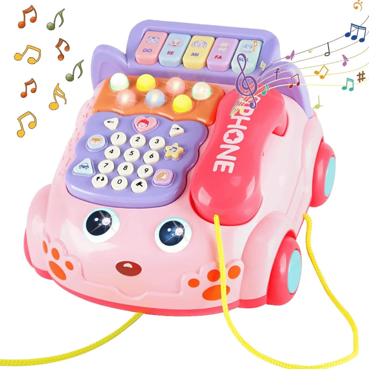 Baby Phone Toy, Baby Toy Phone Cartoon Baby Piano Music Light Toy Children Pretend Phone, Kids Cell Phone Girl With Light Parent-Child Interactive Toy Gift Game Boy Girl Early Education Gift Pink