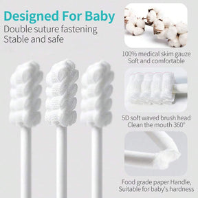 Baby Tongue Cleaner, Newborn Toothbrush,  Disposable Infant Toothbrush Clean Mouth,Gauze Gum Cleaner Oral Cleaning Stick Dental Care For 0-36 Month
