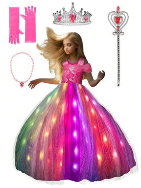 Light Up Pink Princess Dresses For Girls Halloween Costumes Girls Toddler Kids Teens