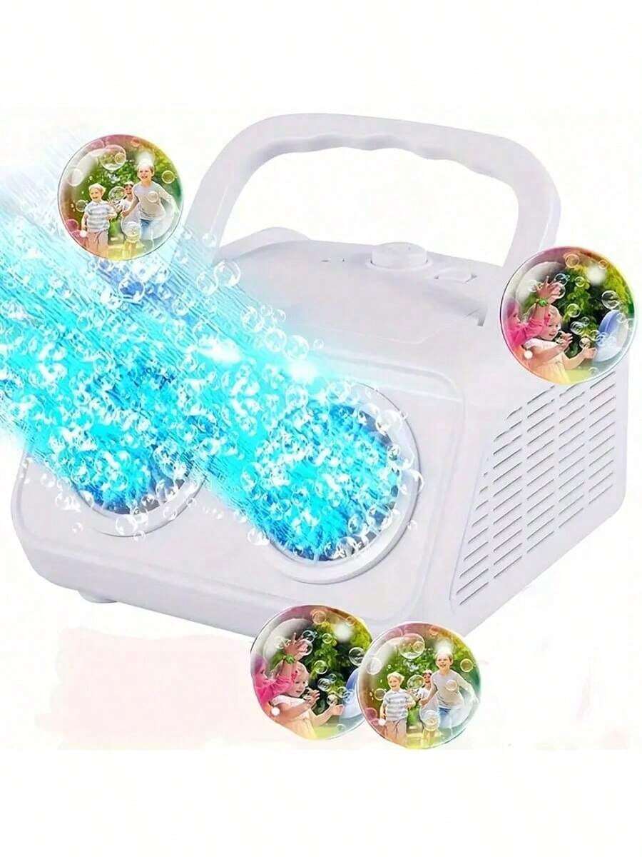Automatic Bubble Blower Machine - High Capacity Electric Bubble Maker With 2 Fans, 20,000+ Bubbles Per Minute, For Kids & Adults, Dual Power (Battery & Plug-In), Ideal For Parties & Outdoor Play
