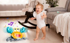 Dancing Moving Crawling Crab Toy Musical,Interactive Walking Dancing Toy With Music Light Automatically Avoid Obstacles,Fun Moving Toy For Babies And Kids Crawling Crab Baby Toy Automatically Avoid Obstacles,Sensory Walking Crab Toy For Birthday Gifts