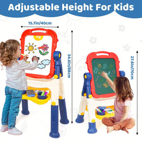 Art Easel For Kids, Adjustable Standing Rotatable Double Sided Easel With Painting Accessories For Toddlers Boys & Girls Age 2/3/4/5, Standing Toddler Art Easel, Ideal Birthday/Christmas/New Year Gifts