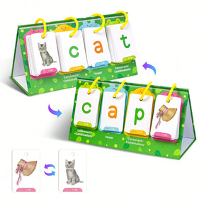 Word Flip Charts Double-Sided Desktop Chart Card Set - Interactive Spelling Game, Word Building Cards, Educational Spelling Toy, Literacy Learning Card, Classroom Educational Toys For Kids