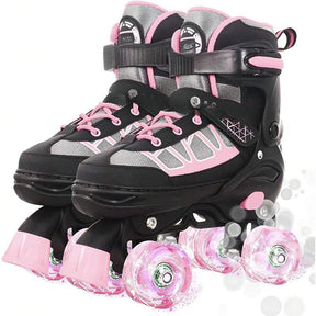 Roller Skates For Kids Boys Girls, Adjustable Quad Skates With Light Up Wheels For Toddler Little Kids Ages 6-12, Beginners Outdoor Sports