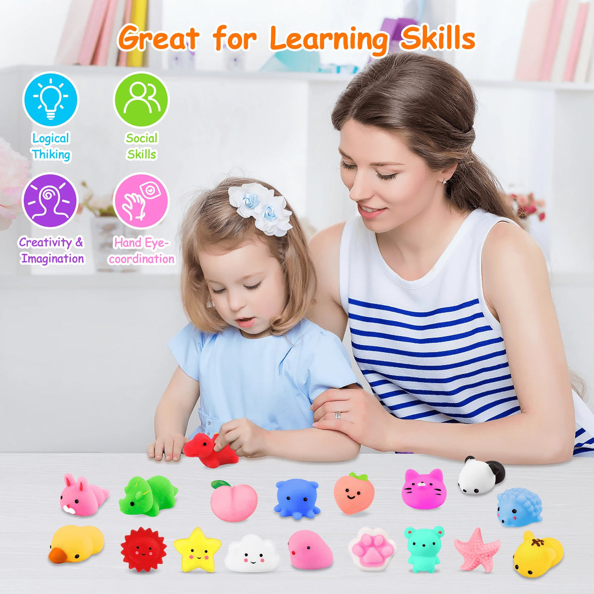65Pcs Squishy Toys For Kids, Mini Kawaii Mochi Squishies Party Favors, Cute Animal Stress Relief Toys, Classroom Prizes, Christmas Goodie Bag Fillers, Birthday Gifts, Desk Decorations