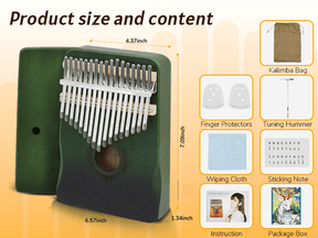 5 Styles Kalimba 17 Key Thumb Piano, Portable Mahogany Thumb Piano With Instructions, Carrying Case, Hammers - Cherry Wood - Musical Instruments For Music Lovers, Beginners, Outdoor Pianos (Butterfly Love Flower--B)