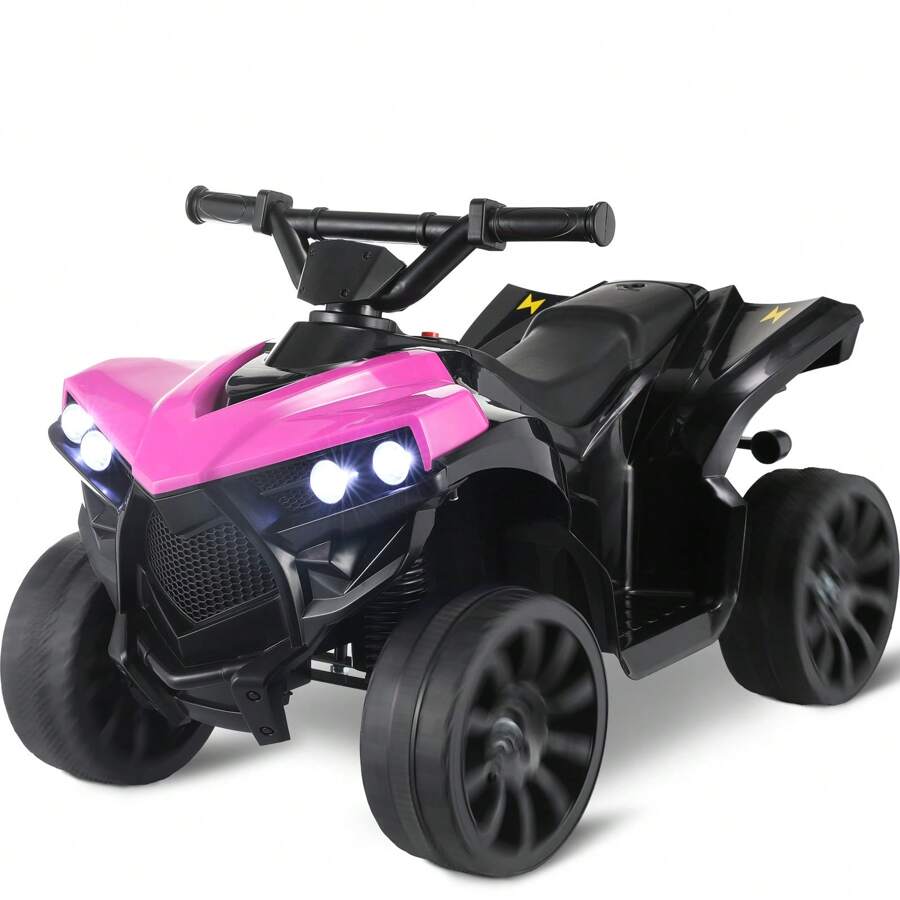 6V Kids Ride On ATV Quad 4 Wheeler Electric Toy Car Powered Ride On Motorcycle With Music, Headlights, Pedal Accelerator, Anti-Skid Tires, For Boys Girls 2-4 Years