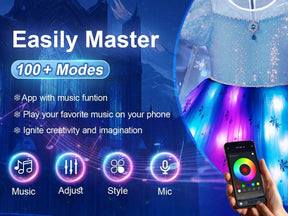 Halloween Costumes For Girls, Light Up Princess Dress With Blue Cape, Kids Party Dress, Syncs With Music, App Remote Control, With Crown, Wand, Wig, Gloves, Necklace For Halloween Cosplay Costume (Battery Not Included)