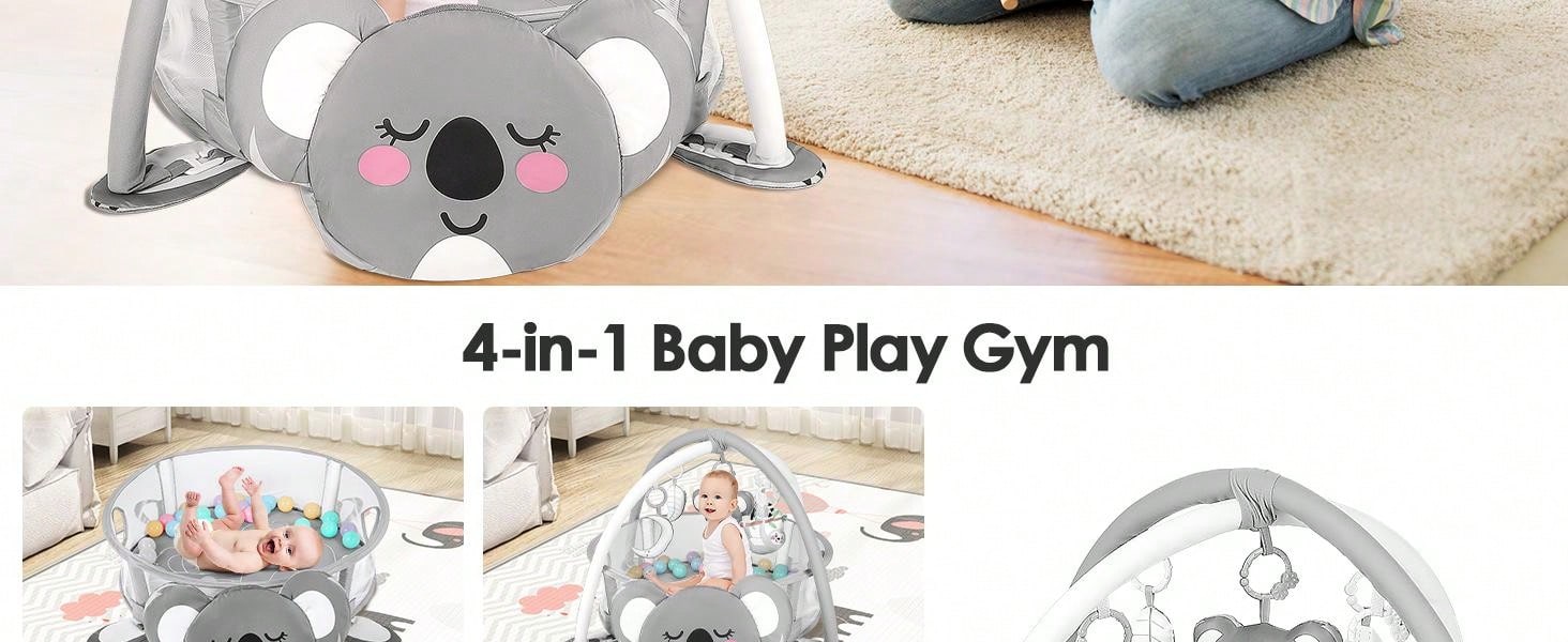 4-In-1 Baby Play Mat Baby Gym,Mat For Floor Activity Gym Ball Pit Including 30 Balls With 5 Infant Learning Sensory Baby Toys For Newborn Toddler To Develop Motor Cognition Boy & Girl Spring Halloween Gifts