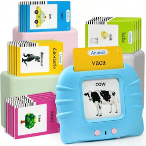 Spanish & English Talking Flash Cards For Boys And Girls Bilingual Spanish English, Learning Cards Sensory Sight Words Toys,Speech Training Toys, Educational Montessori Learning Interactive