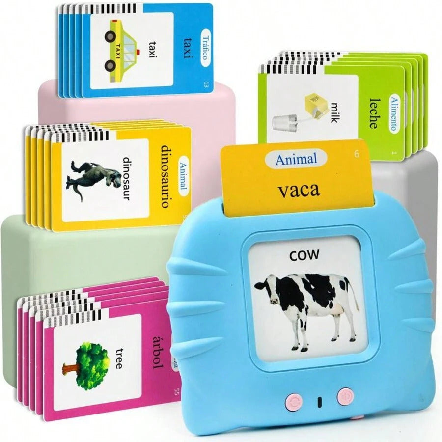 Spanish & English Talking Flash Cards For Boys And Girls Bilingual Spanish English, Learning Cards Sensory Sight Words Toys,Speech Training Toys, Educational Montessori Learning Interactive