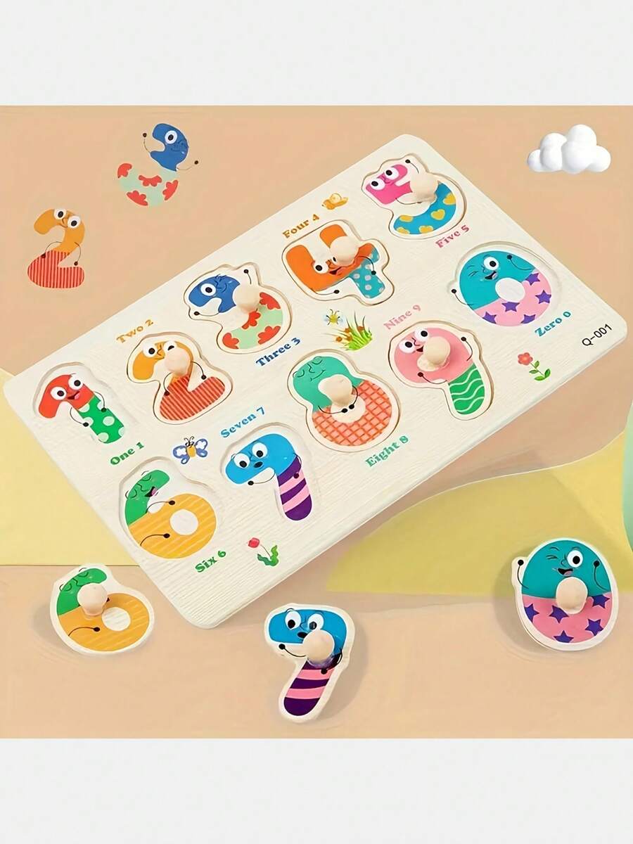 Children'S Educational Jigsaw Puzzle Toys, Wooden Fun Hand-Held Board, Animals, Farms, Dinosaurs, Numbers And Other Patterns, Interesting Teaching, Exercise Color Shape Recognition And Matching, Birthday Gifts For Boys And Girls