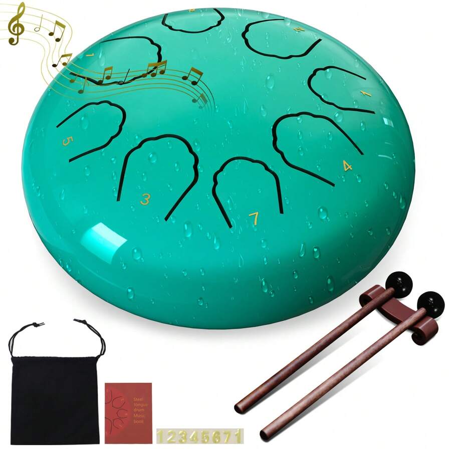 Rain Drum For Outside Garden, 6 Inches 8 Notes Steel Tongue Drum Rain Chime, Chakra Drum For Rain, Rain Drum For Outside Garden When It Rains, Drumsticks Adults Gift Sound Healing